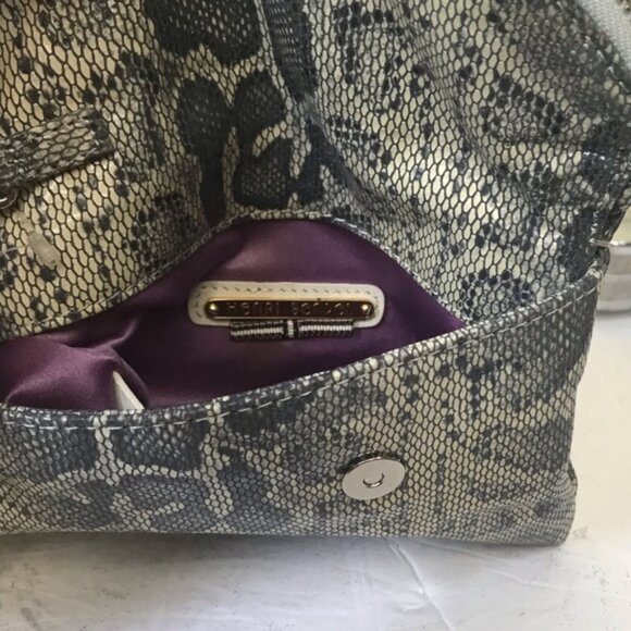 HENRI Bendel NEW The DEB Leather Wristlet Clutch Bag Snake Print Multi Zipper - Picture 7 of 16